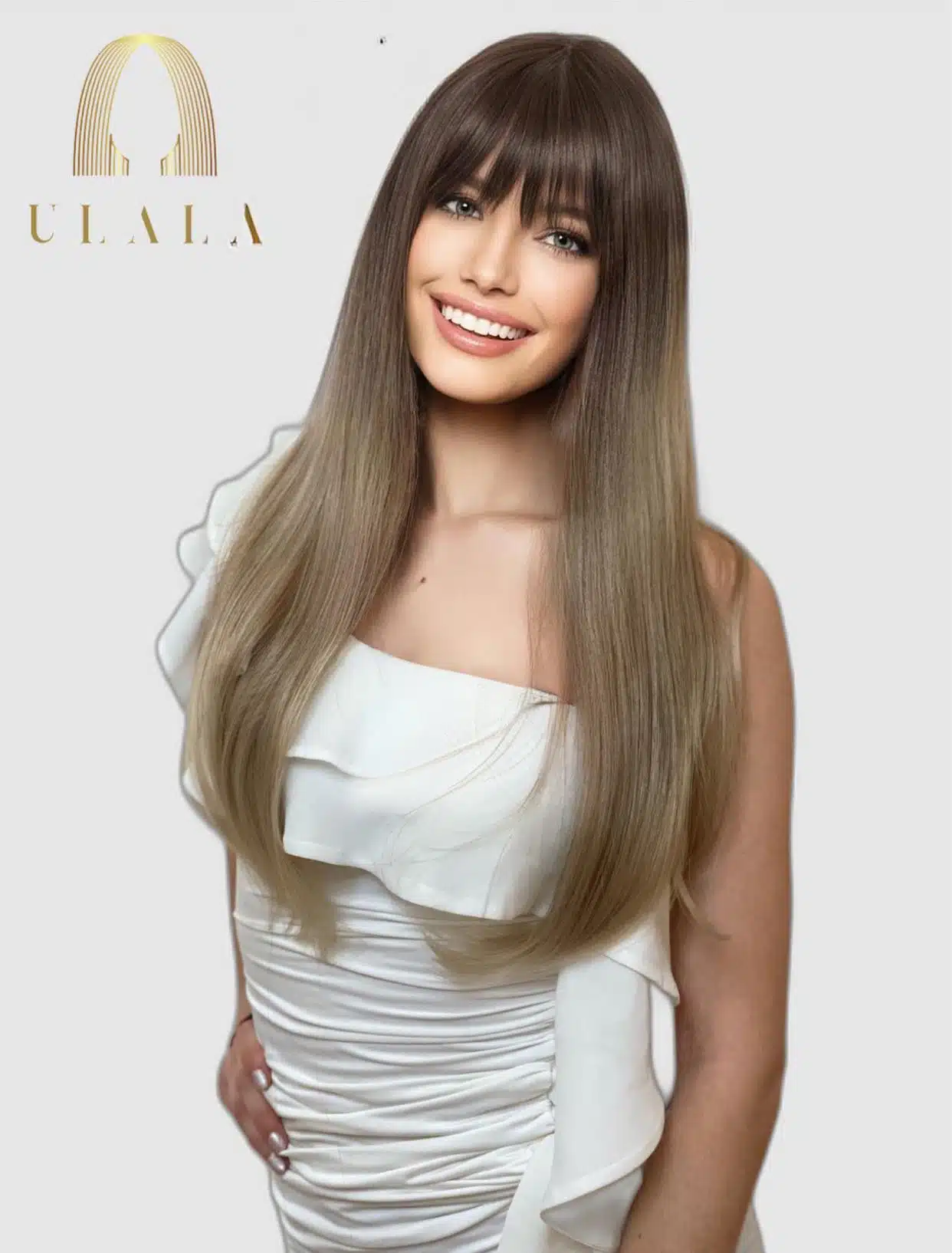 100% igazi emberi haj paróka, barna balayage