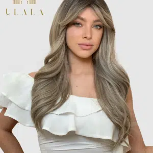 Hosszú, hamvas szőke paróka - 70% valódi hajból