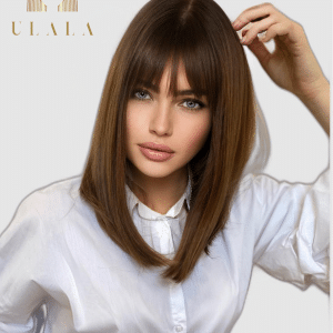 barna középhosszú paróka valódi hajból