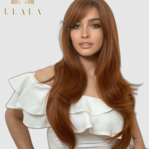 hosszú vörös, természetes paróka - eredeti emberi haj - 70%