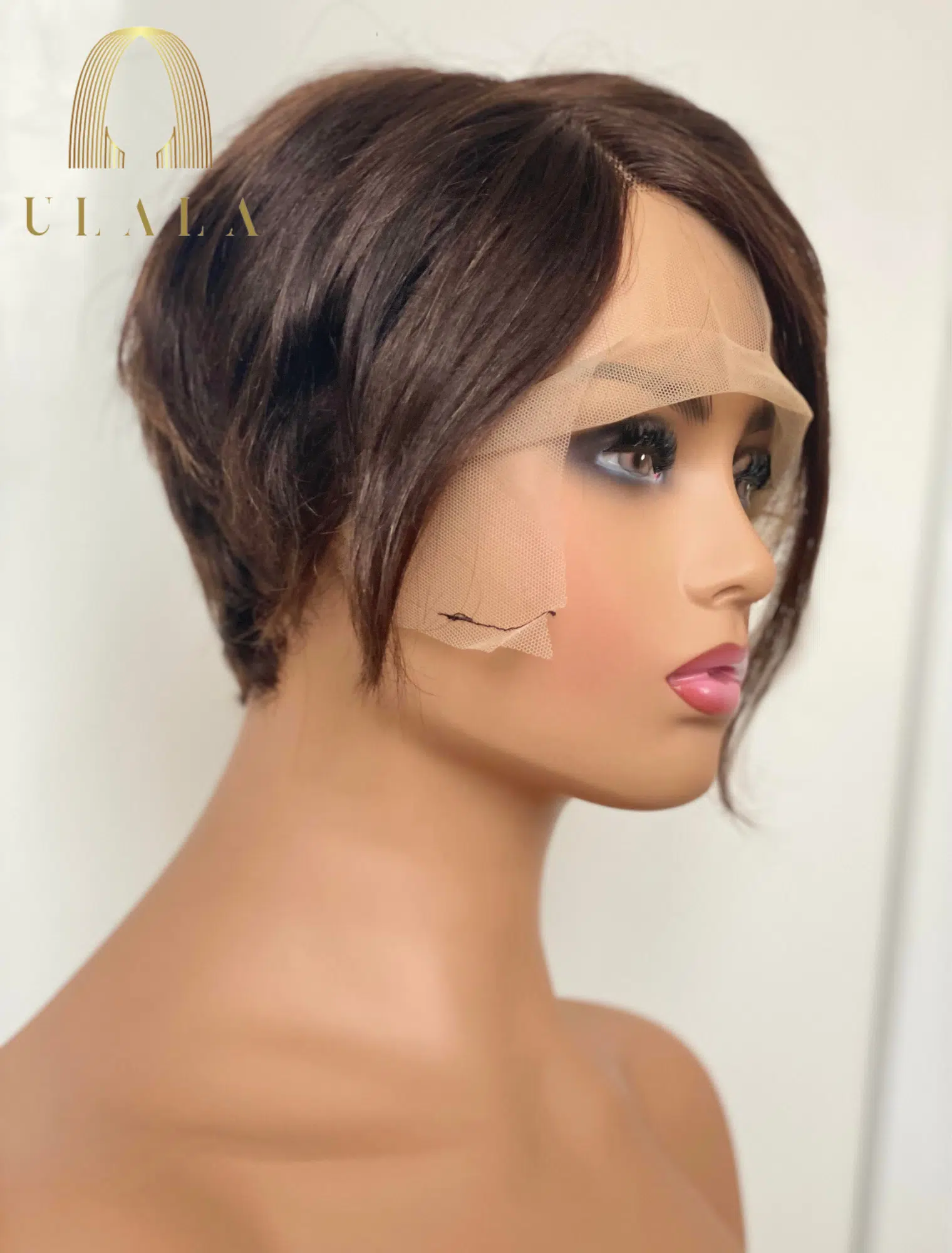 rövid barna természetes rövid lace front paróka emberi haj