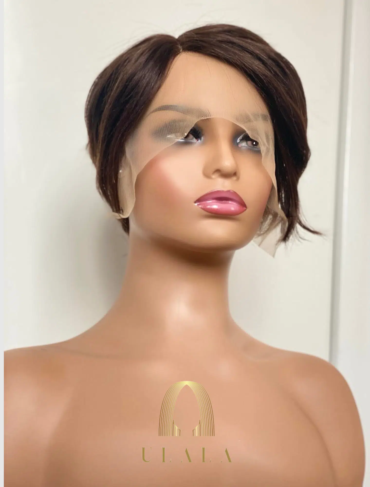 természetes emberi haj paróka rövid barna lace front
