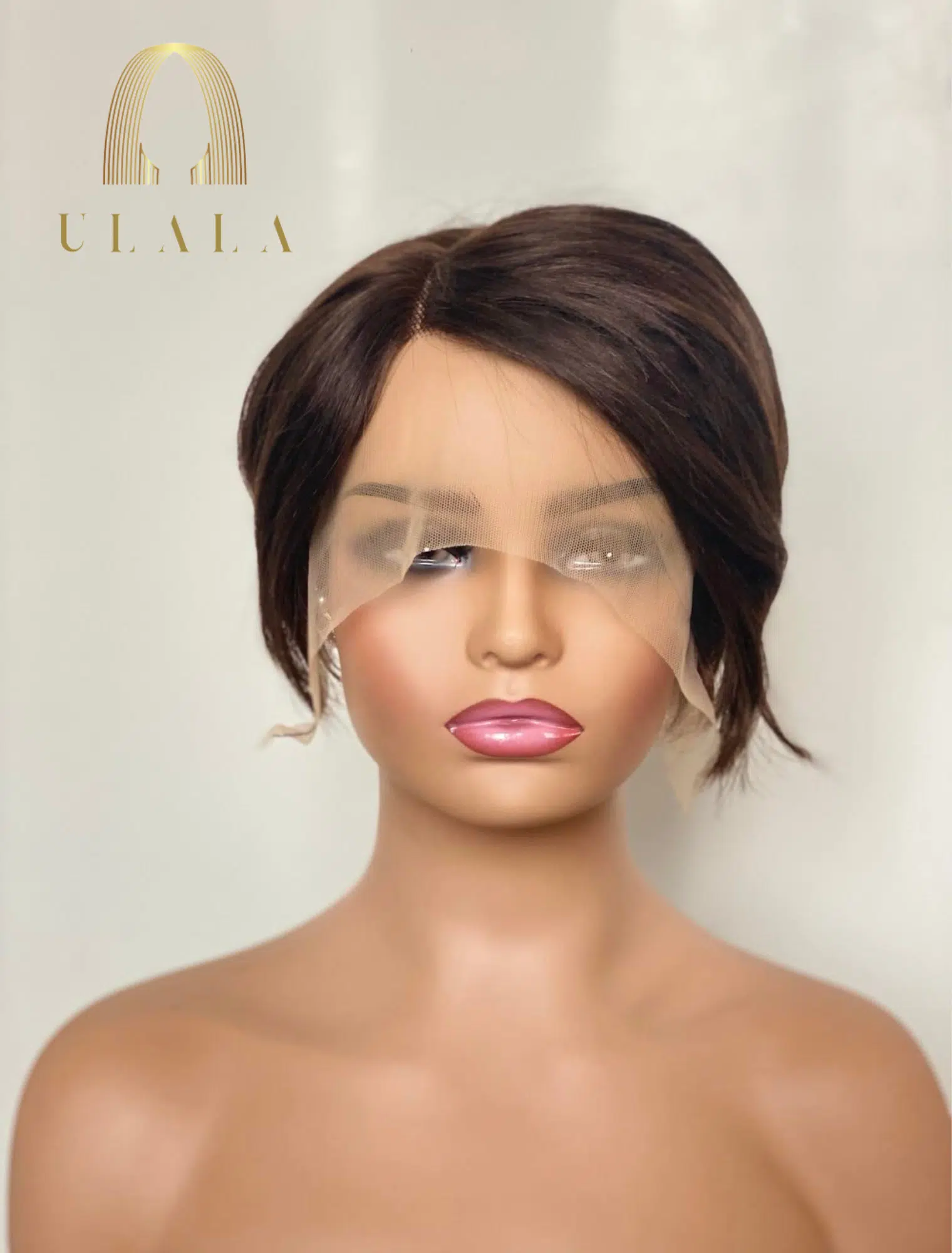 természetes rövid barna paróka lace front