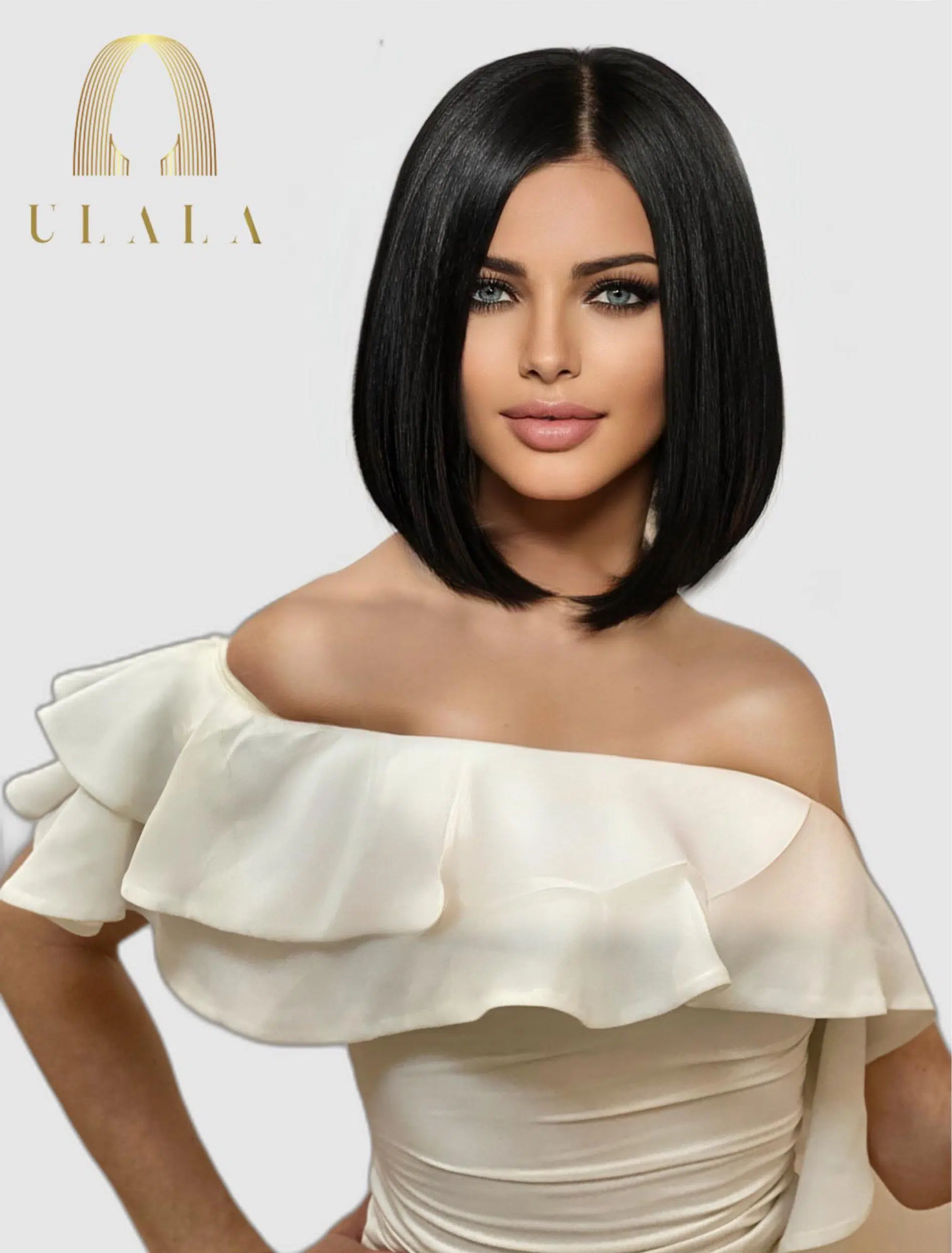 valódi humán haj paróka - fekete